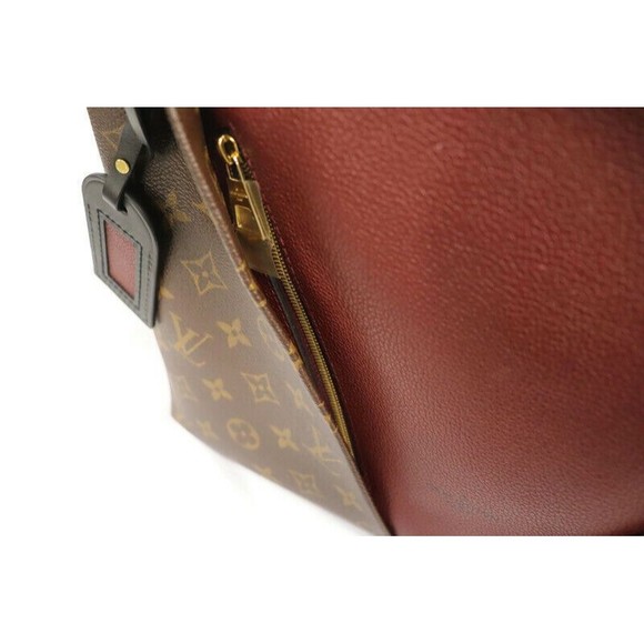 LOUIS VUITTON - Monogram Canvas Brown & Burgundy V TOTE MM Shoulder Bag - Picture 6 of 12